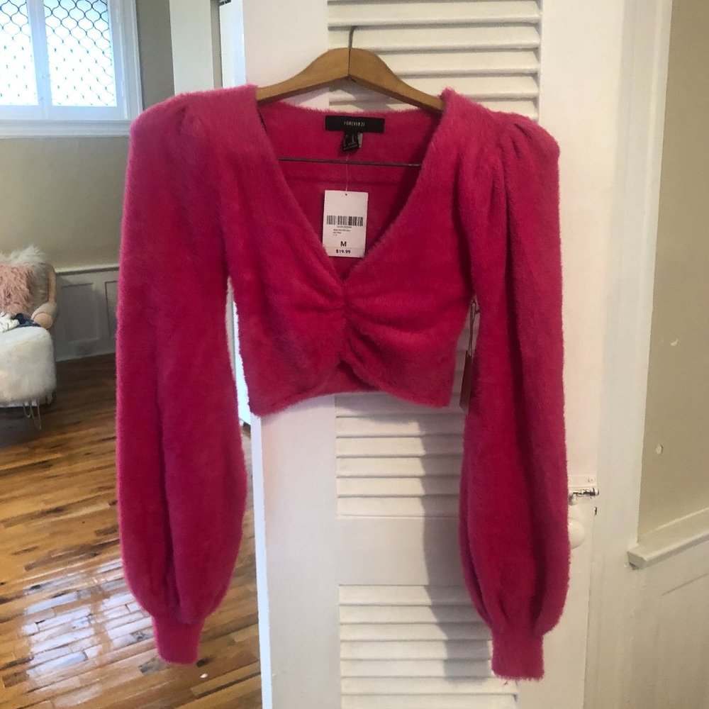 NWT - Hot Pink Cropped Sweater (S)